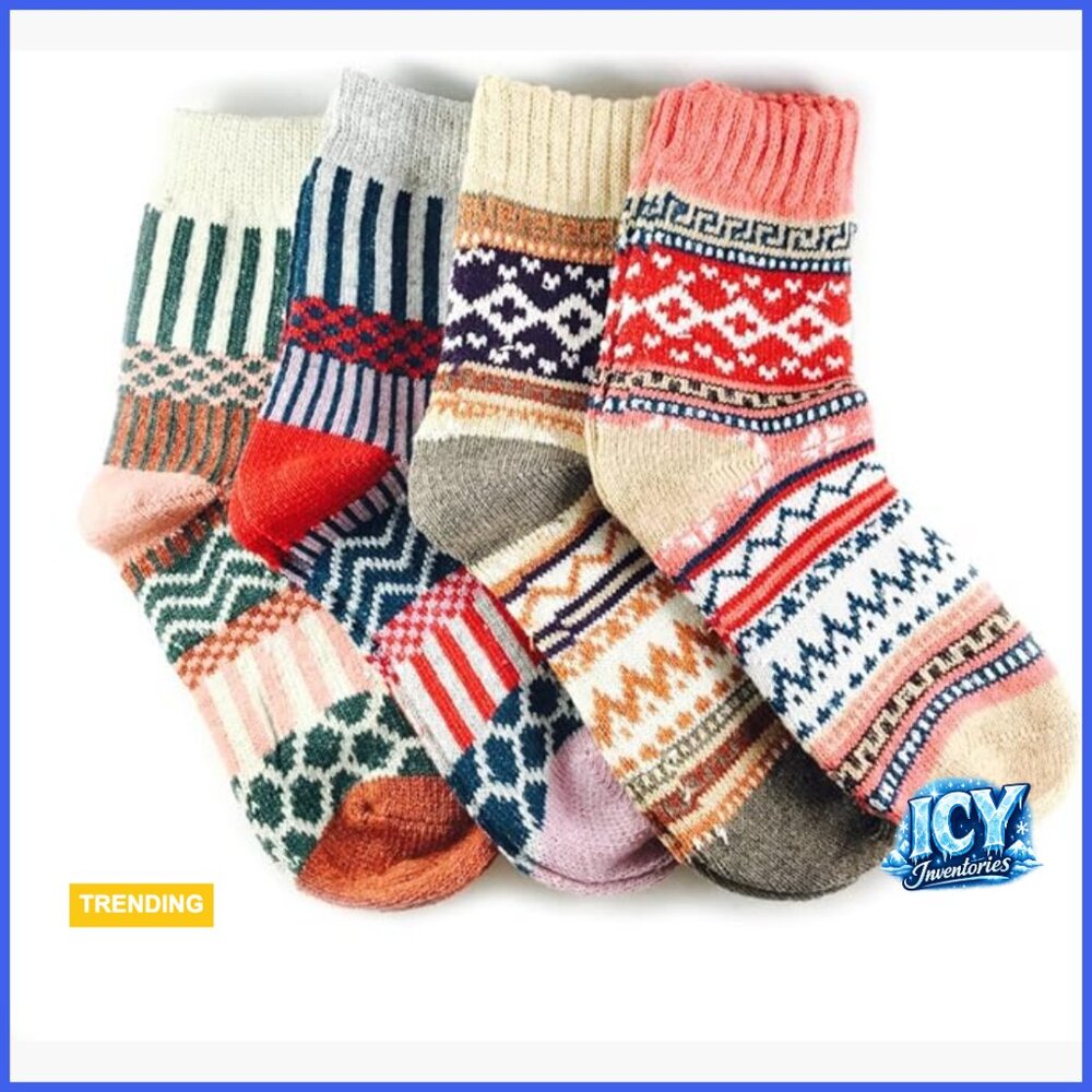 Wool Cotton Blend Thick Winter Crew Socks